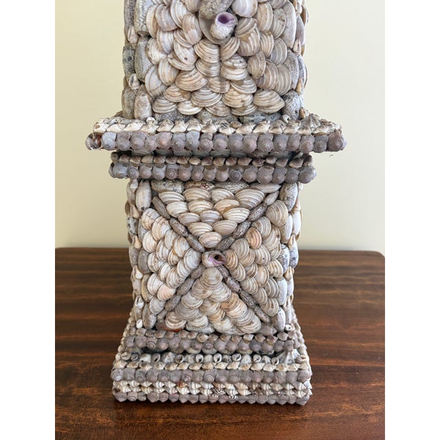 Late 20th Century Neoclassical Grand Tour Coquillage Shell Encrusted Obelisk For Sale - Image 4 of 13
