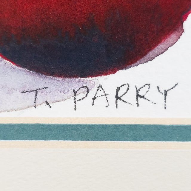 Paint Still Life of Potted Flower and Basket of Apples - Tomoko Parry, C. 1990s For Sale - Image 7 of 10
