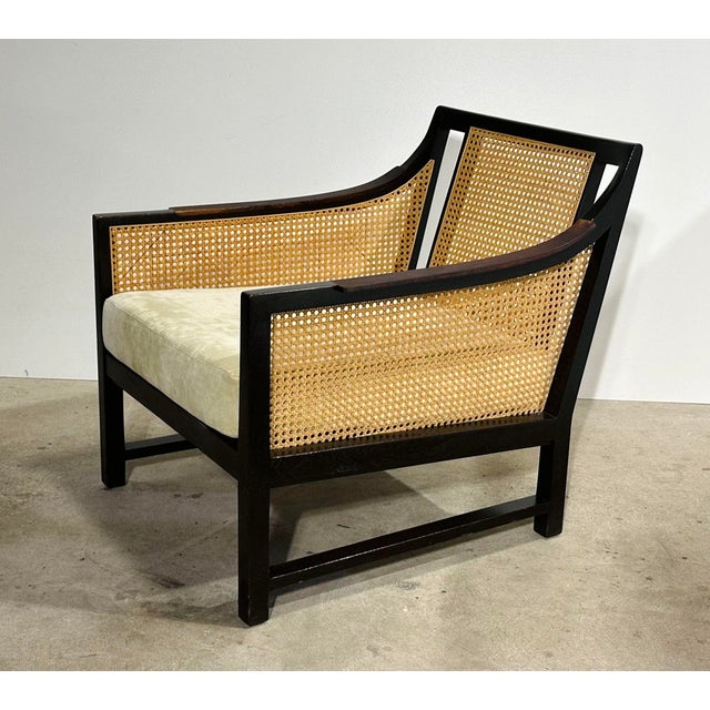Wood Mahogany and Cane Lounge Chair by Edward Wormley for Dunbar, 1950 For Sale - Image 7 of 11