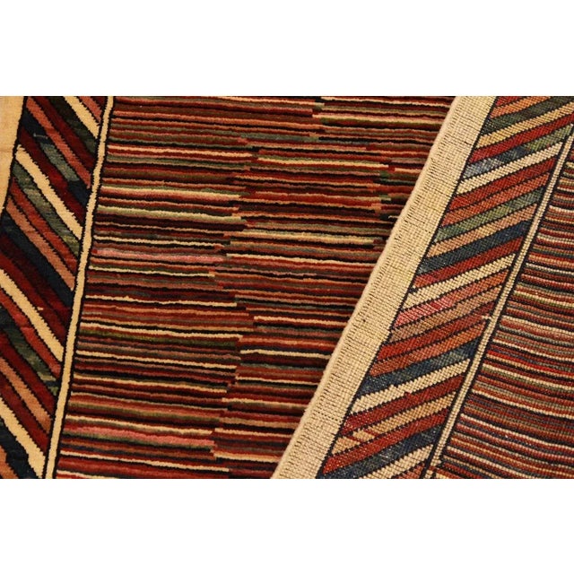 Textile 1980s Shabby Chic Gabbeh Blue/Red Hand-Knotted Wool Rug -3'3 X 4'9 For Sale - Image 7 of 8