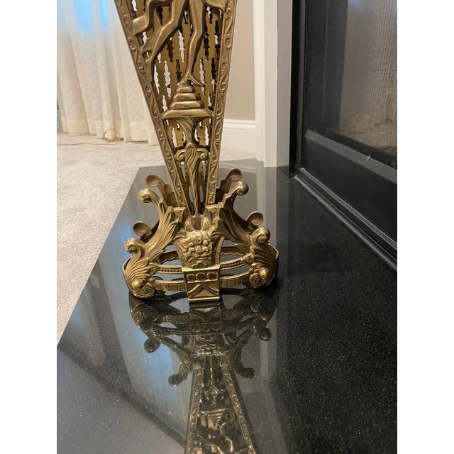 1980s Peacock French Count;ry Ornate 44" Wide Folding Brass Fireplace Fan For Sale - Image 15 of 15