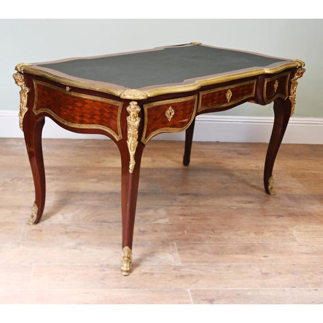 19th Century French Louis XV Revival Bureau Plat Desk, 1880 For Sale - Image 5 of 11