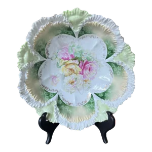 Rs Prussia Cabbage Roses Porcelain Serving Bowl - Late 19th Century