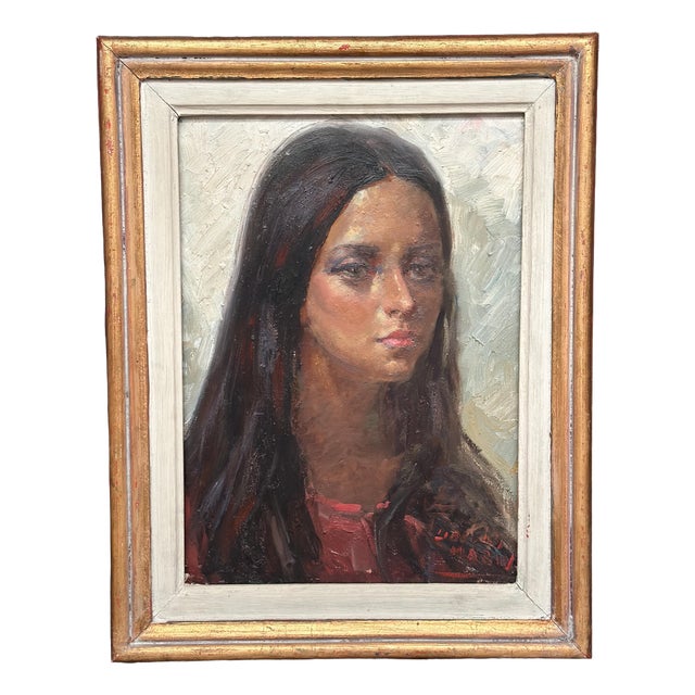 Meriv, Portrait, 1960s, Oil on Canvas, Framed For Sale