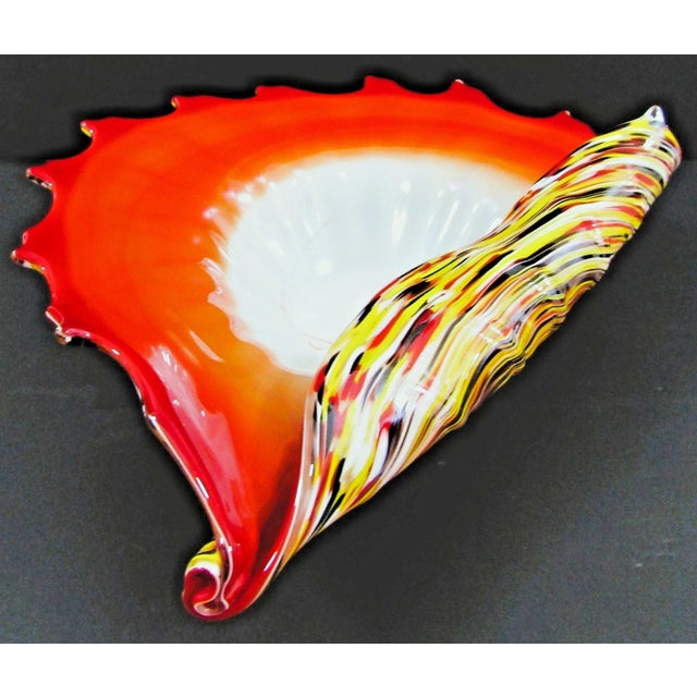 1950s Murano Art Glass Vibrant Confetti Handblown Scalloped Rim Centerpiece Bowl For Sale - Image 11 of 17