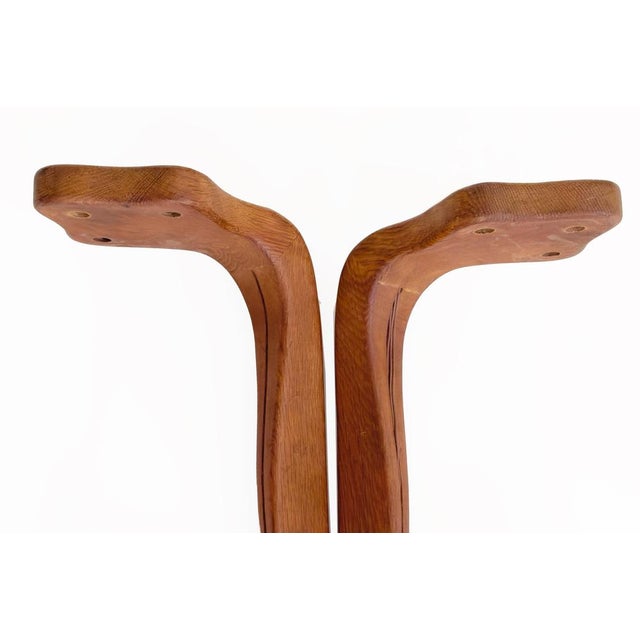 Wood Two-Light Hanging Light in Oak and Opaline from Guillerme & Chambron For Sale - Image 7 of 11