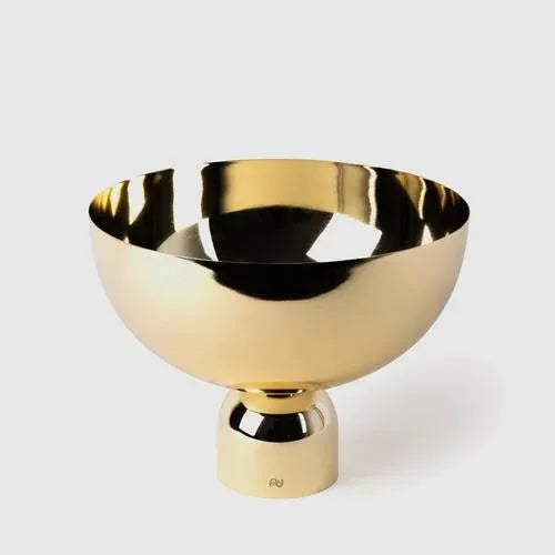 Contemporary Cylindrical Base Varnished Silver-Nickel Plated Bowl by Avlu For Sale - Image 3 of 6