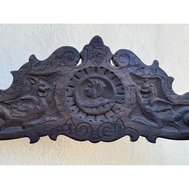 Antique Carved Wood Side Chair: Savonarola Carved Hardwood Antique Chair For Sale - Image 9 of 12