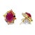 Bochic “Capri” Vintage Ruby & Multi Pastel Sapphire & Tourmaline Earrings Set In 18K Gold & Silver Natural Opal Oval Shape...