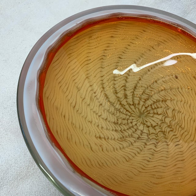 Mid-Century Modern Vintage Murano Art Glass Vide-Poche - Orange & Vermillion Spiral Bowl C. 1960s For Sale - Image 3 of 5