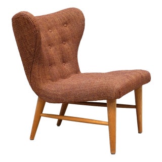 Lounge Chair in Ember-Toned Upholstery and Elm from Eric Bertil Karlén, Sweden, 1940s For Sale