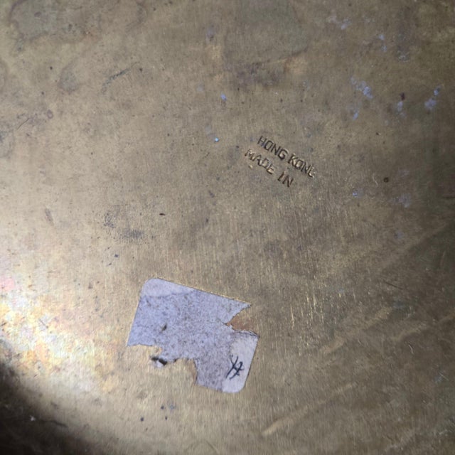 Mid 20th Century Vintage Etched Brass Crane & Bamboo Chinoiserie Planter For Sale - Image 5 of 8