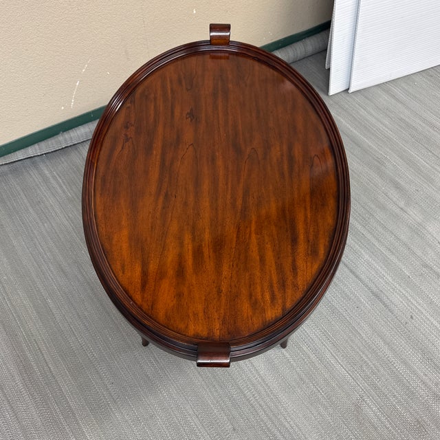 Traditional Maitland Smith Aged Regency Coffee Table, Oval For Sale - Image 3 of 13