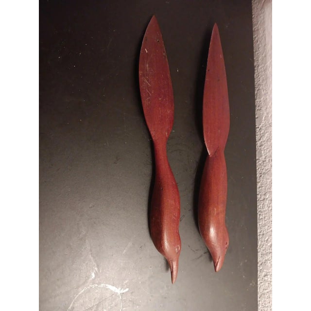 African 1980s Pair of African Tribal Carved Wooden Letter Openers Made in Kenya For Sale - Image 3 of 3