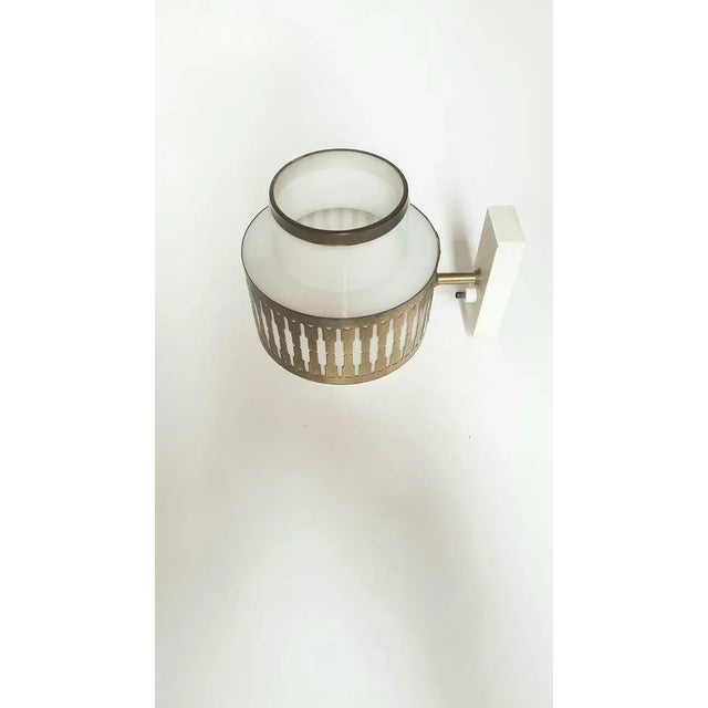 Glass Scandinavian Wall Light in Brass and Acrylic Glass by Bent Karlby for Lyfa, 1967s For Sale - Image 7 of 8