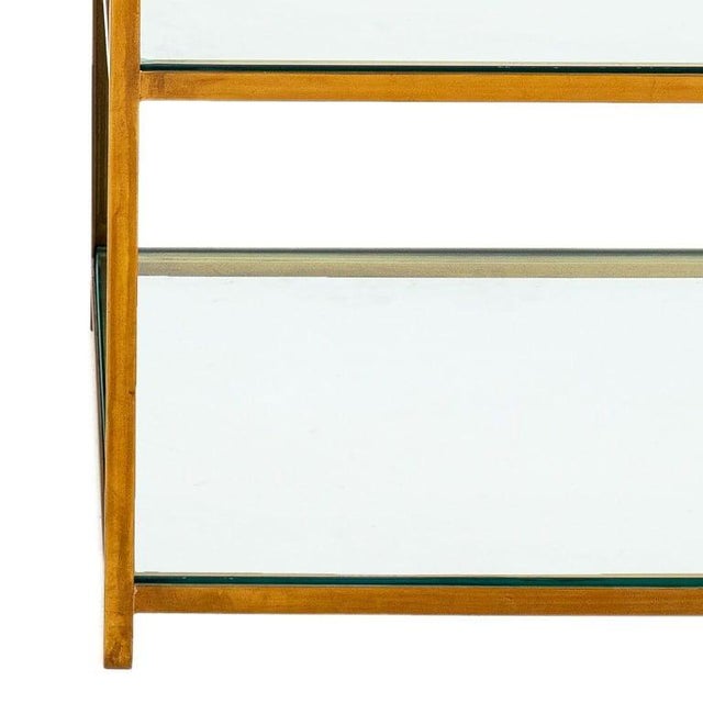 Mid-Century Modern Pair Mid Century Three Tier Brass and Glass Side Tables For Sale - Image 3 of 3