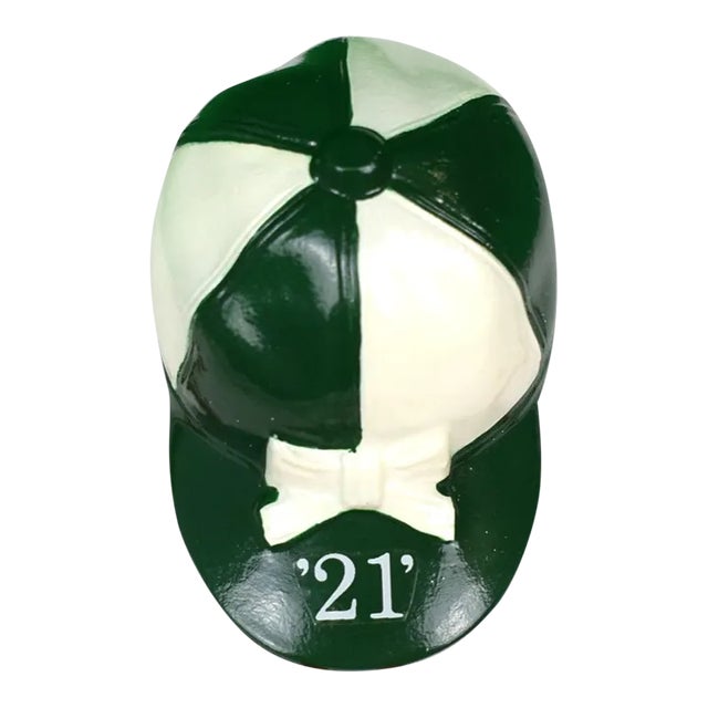 The "21" Club Green & White Jockey Cap Bottle Opener For Sale