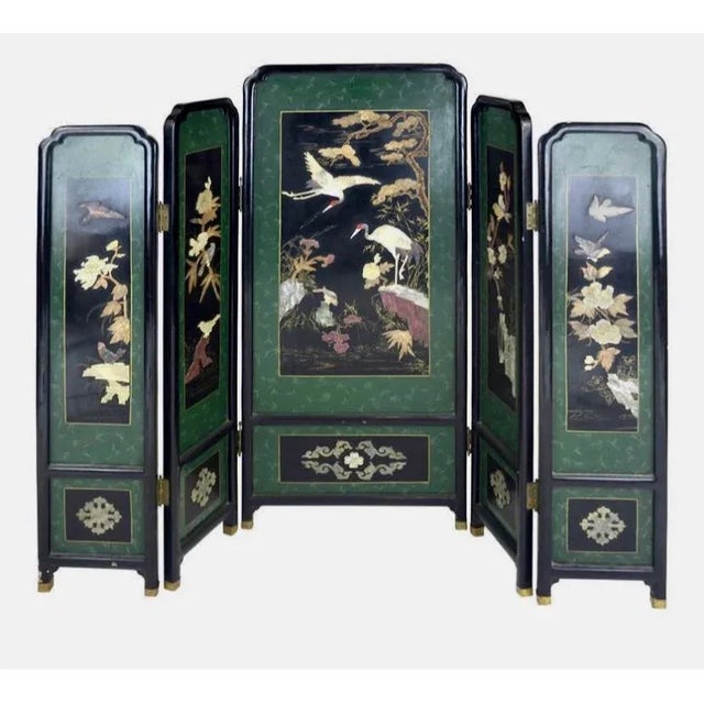 Antique Edo Period Japanese Lacquer Screen With Semi Precious Gem Stone Inlay For Sale - Image 11 of 11