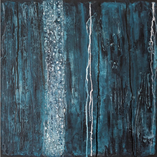 Break Apart is a meditation on rupture and release. Deep teal washes, fractured textures, and a stark vertical fissure...