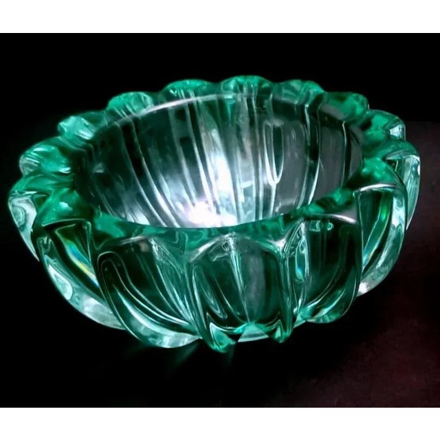 Art Deco Green Molded Glass Bowl by Pierre Davesn, 1930s For Sale - Image 7 of 13