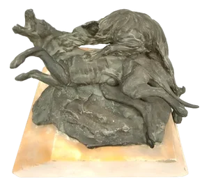 Ettore Brogi, Dog Fight, 1917, Bronze & Marble