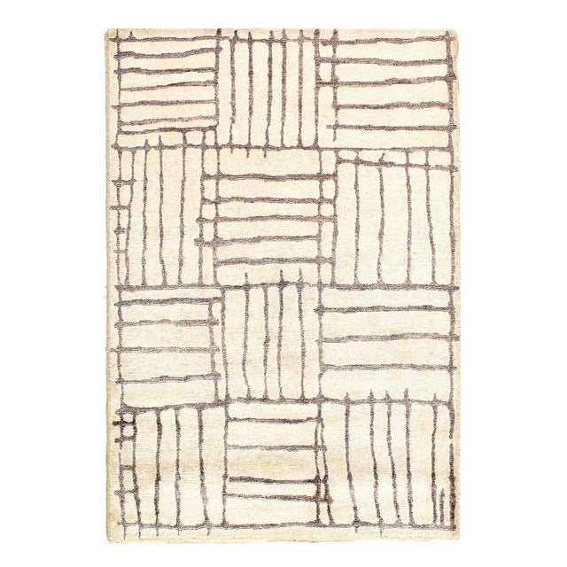 Fine Hand Knotted Modern Rug For Sale - Image 4 of 4