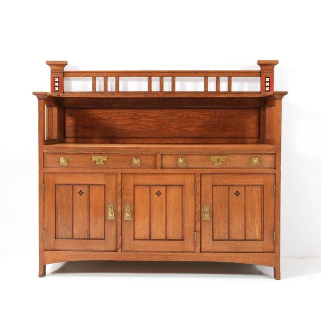 Art Nouveau Arts & Crafts Oak Buffet or Cupboard by H.F. Jansen & Zonen, 1900s For Sale - Image 5 of 10