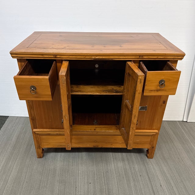 Asian Antique Vintage Elmwood Storage Cabinet With Hidden Compartment For Sale - Image 3 of 12