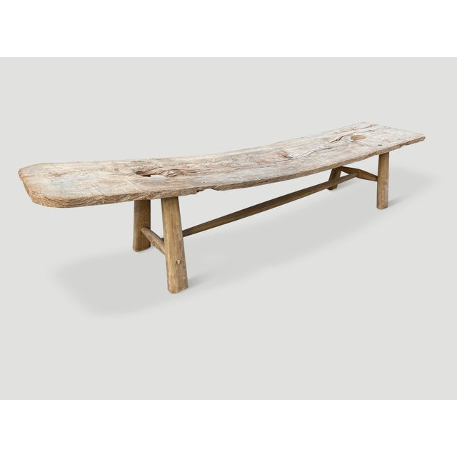 Andrianna Shamaris Impressive Bleached Teak Wood Chaise or Bench For Sale - Image 12 of 18