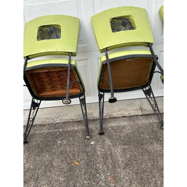 Lime Late 20th Century Woodard Black Iron Lime Green Dining/Patio Chairs - Set of 4 For Sale - Image 8 of 12