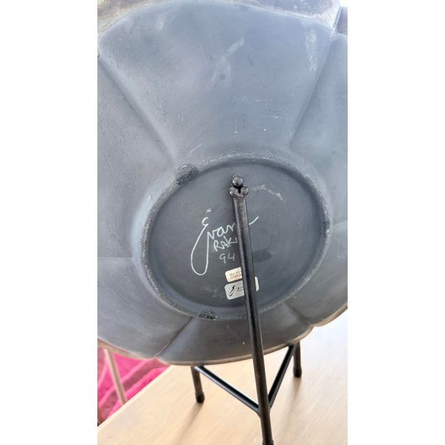 1990s Vintage 1994 Tony Evans Raku Pottery Large Charger Platter Studio Art For Sale - Image 5 of 6