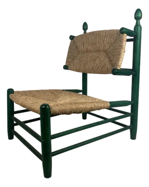 French Straw Rush Low Lounge Chair in the style of Charles Dudouyt, 1950s