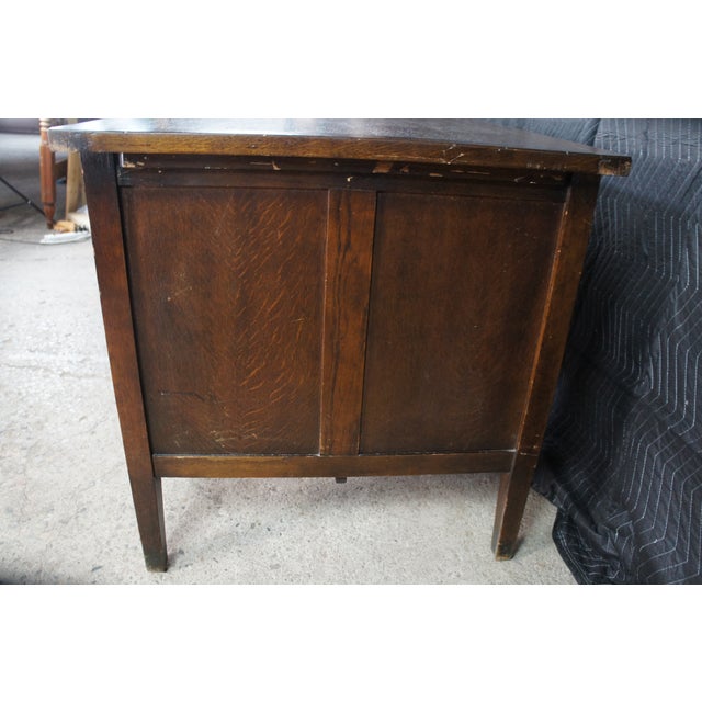 Antique Oak Executive School Teachers Office Library Writing Desk 54" For Sale - Image 15 of 15