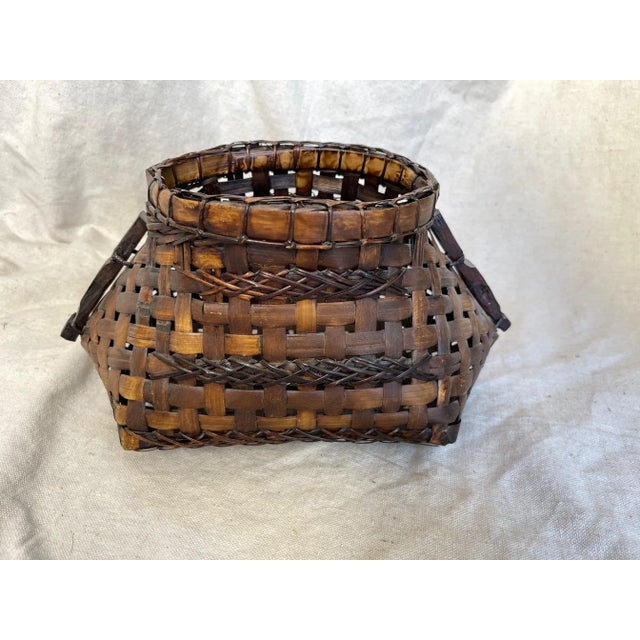 Vintage Split Bamboo/Rattan Basket For Sale - Image 4 of 5