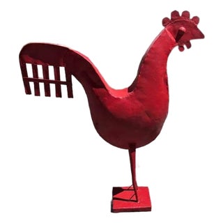 Red Metal Rooster For Sale