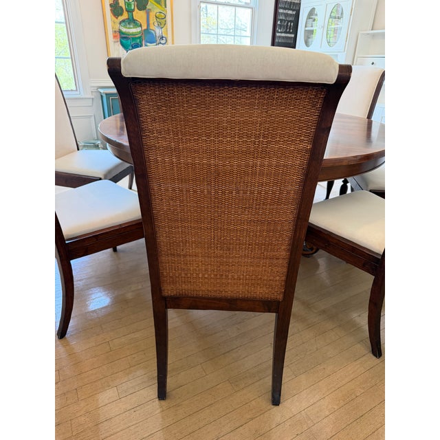 Wood Contemporary Chesnut Round Dining Table and 8 Chairs For Sale - Image 7 of 7