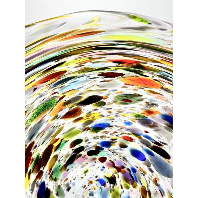 Yellow 1970s Murano-Style Colorful Confetti Handblown Italian Swirl Art Glass Decor Bowl For Sale - Image 8 of 11