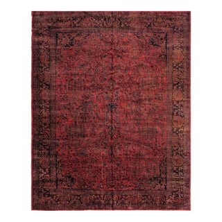 Pasargad Home Antique Kashan Wool Area Rug-12' 0" X 15' 0" , Burgundy For Sale