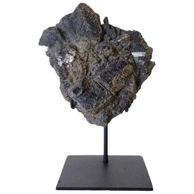 Late 20th Century Small Crystal Rock Specimen With Iron Custom Stand For Sale - Image 4 of 4