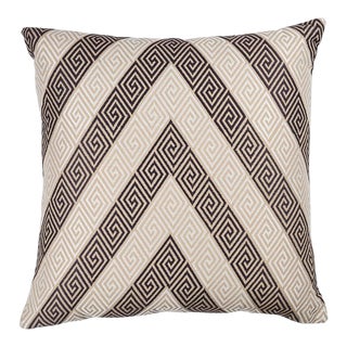 Schumacher Nebaha Embroidery 20" Pillow in Charcoal For Sale