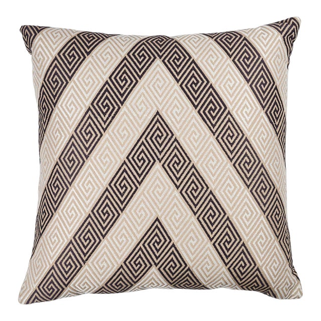 Schumacher Nebaha Embroidery 20" Pillow in Charcoal For Sale