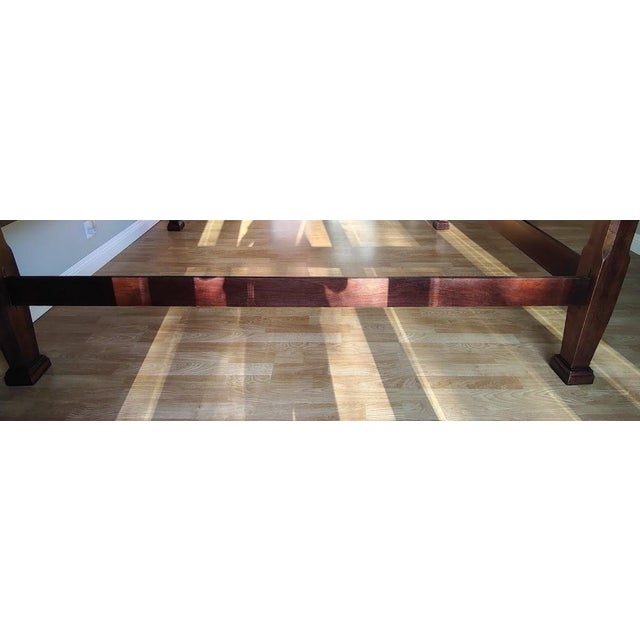 1980s Mahogany Rice Carving Poster Bed Queen Size For Sale - Image 10 of 12