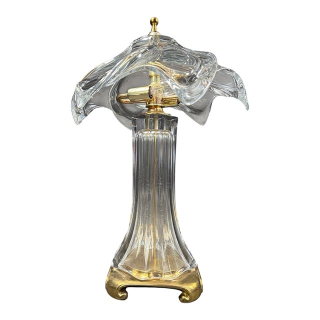 Vintage Cofrac Art Verrier Style French Crystal Table Lamp For Sale
