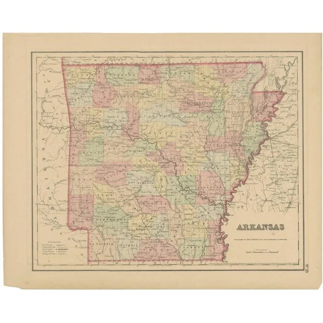 Arkansas Map by Colton, 1864 For Sale - Image 10 of 10