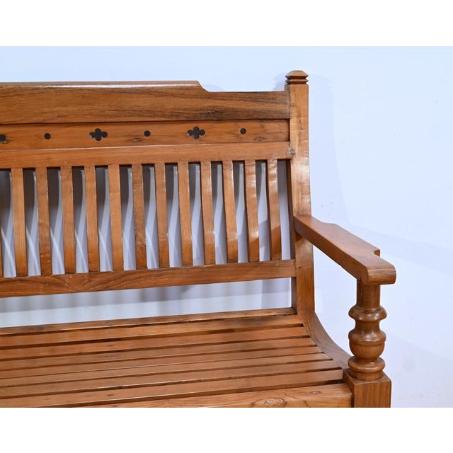 Mid 20th Century Colonial Varangue Bench in Teak, 1950s For Sale - Image 12 of 18