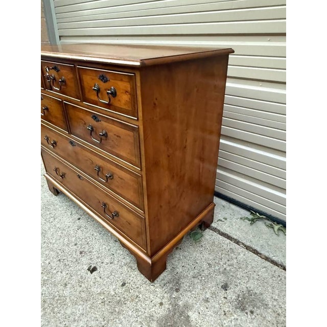 Vintage English Geogrian Style Yew Wood Chest of Drawer With Keys For Sale - Image 12 of 12