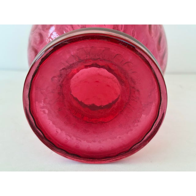 Glass Vintage Fenton Cranberry Coin Dot Vase With Ruffled Rim 10.5” For Sale - Image 7 of 7