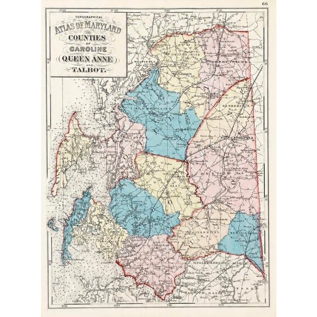 A finely detailed original 1873 engraving from the Topographical Atlas of Maryland Counties by Stedman & Brown, featuring...