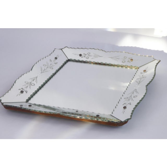 Venetian Etched Rectangular Wall Mirror, 1960s For Sale - Image 9 of 12
