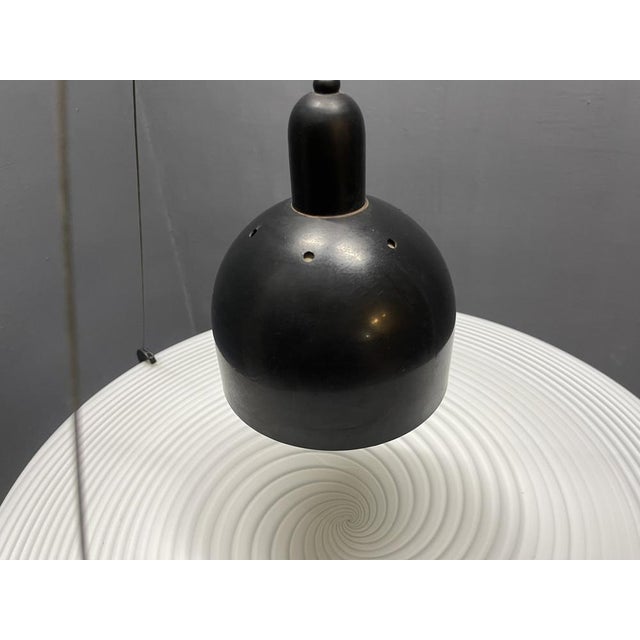 Architectural Black and White Swirl Murano Glass Pendant from Venini, 1980s For Sale - Image 3 of 10